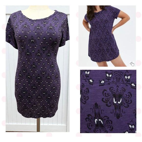 New Torrid 3 (3X) Disney Haunted Mansion Damask Purple Sleep Punk Tunic Gown - Picture 1 of 6